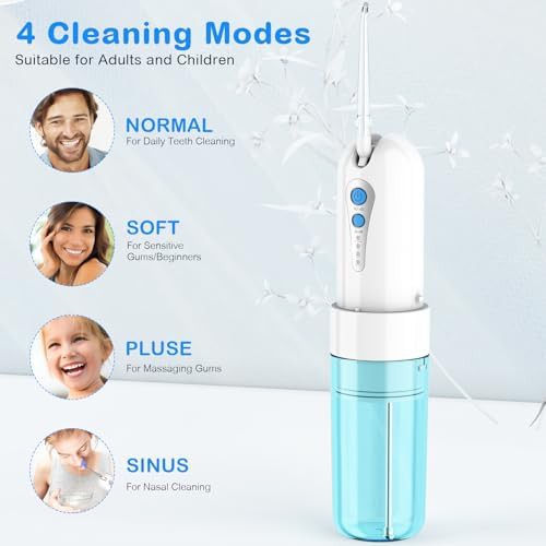 Blue cordless oral irrigator with travel case — photo 3