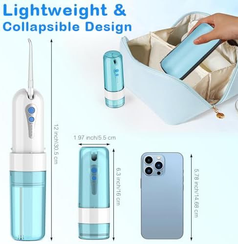 Blue cordless oral irrigator with travel case — photo 4