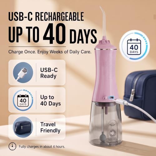 Pink cordless flosser with large tank — photo 3
