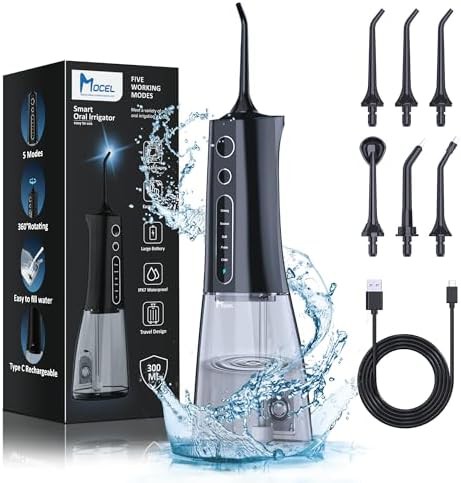 Black cordless flosser with child mode