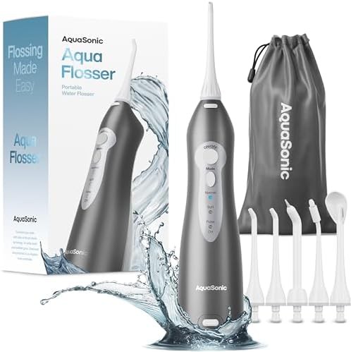 Portable water flosser with five jet tips