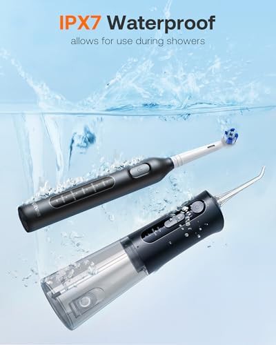 Black rotary toothbrush flosser set — photo 4