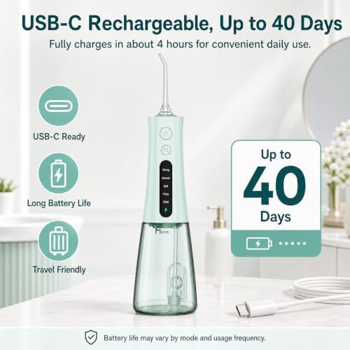 Green oral irrigator with OLED display — photo 4