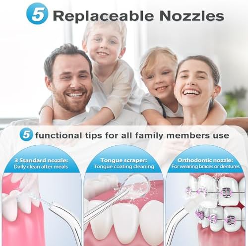 Rechargeable dental oral irrigator with five tips — photo 5