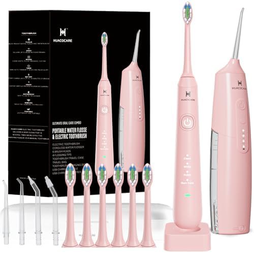 Pink water flosser and electric toothbrush combo