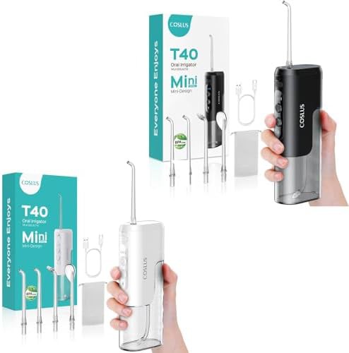 Black and white mini travel water flosser