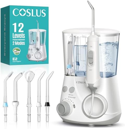 White advanced flosser with twelve levels