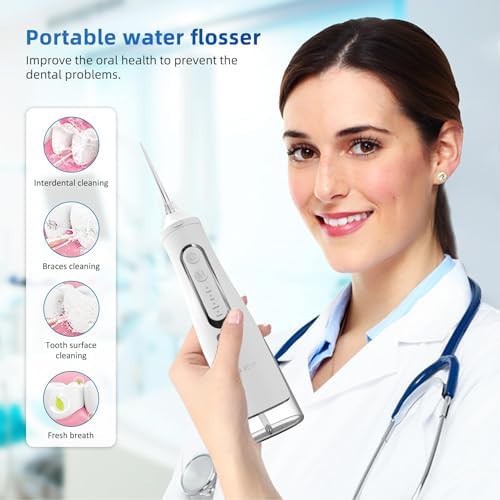 White cordless oral irrigator with four modes — photo 3