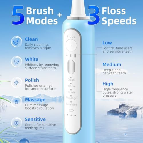 Blue two in one toothbrush and flosser — photo 4