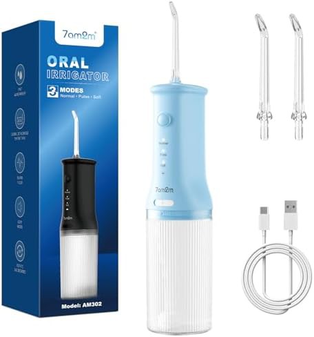 Light blue portable dental water flosser