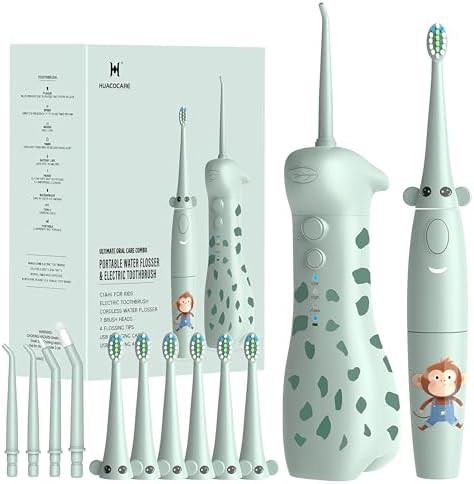 Kids water flosser and toothbrush animal set