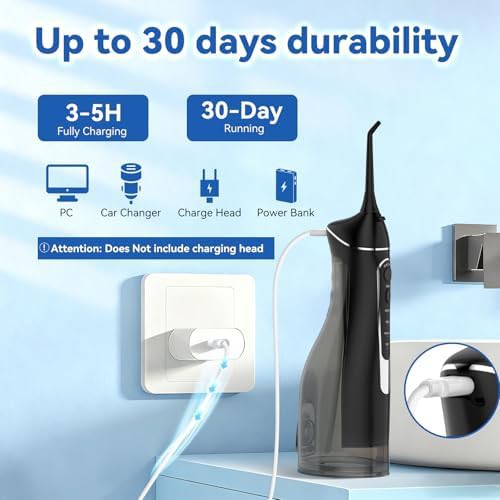 Black rechargeable oral irrigator 300ml — photo 5