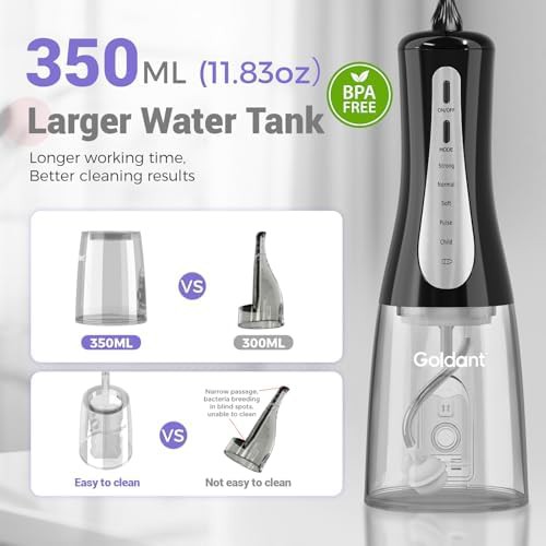 Black cordless water flosser with travel bag — photo 3