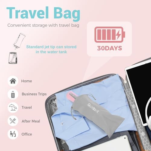 Pink cordless water flosser with travel bag — photo 4