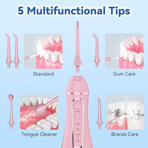 Pink cordless portable water flosser 300ml — photo 4