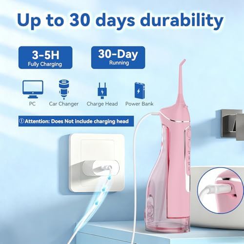 Pink cordless portable water flosser 300ml — photo 5