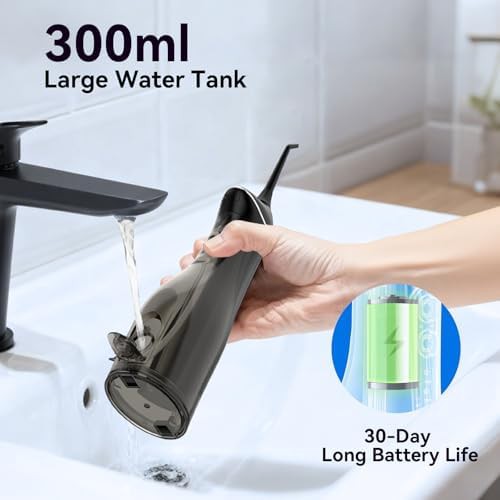 Black cordless portable water flosser 300ml — photo 4