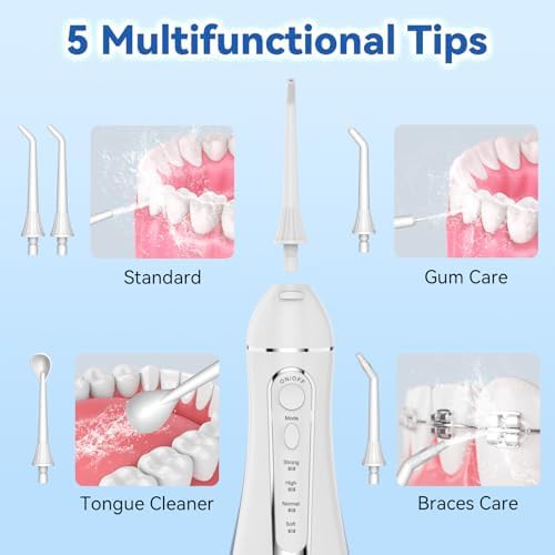 White cordless portable water flosser 300ml — photo 4