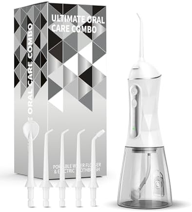 Travel size water flosser and toothbrush combo