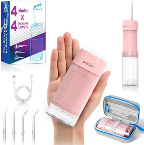 Pink mini portable flosser with case