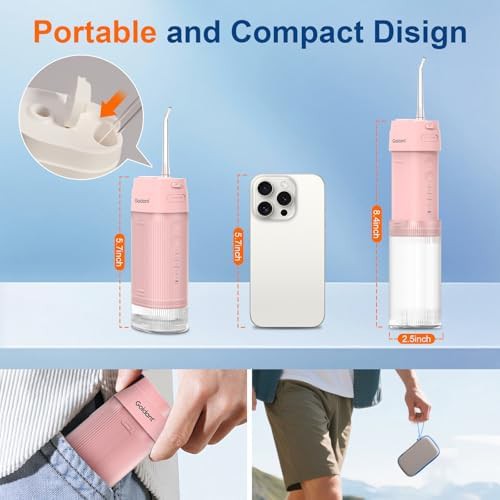 Pink mini portable flosser with case — photo 4