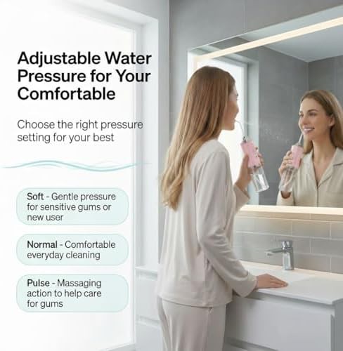 Pink portable flosser with precision water column — photo 3