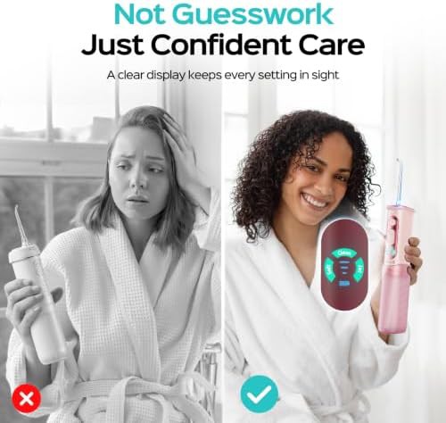 Pink travel flosser with screen display — photo 3