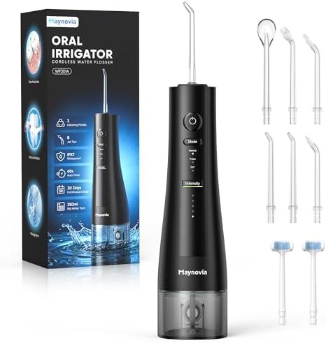 Black cordless water flosser with large tank