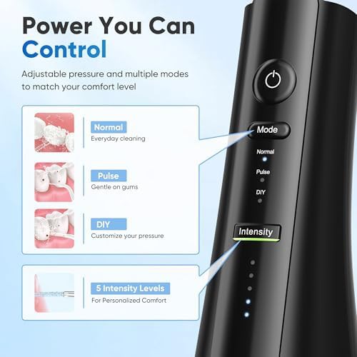 Black cordless water flosser with large tank — photo 4