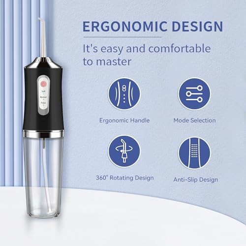 Black cordless water flosser with four jets — photo 3