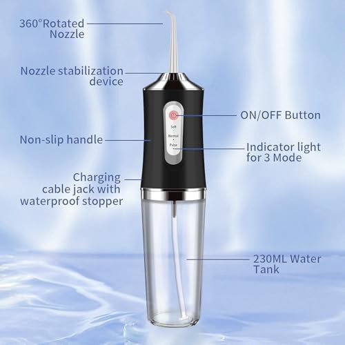 Black cordless water flosser with four jets — photo 5