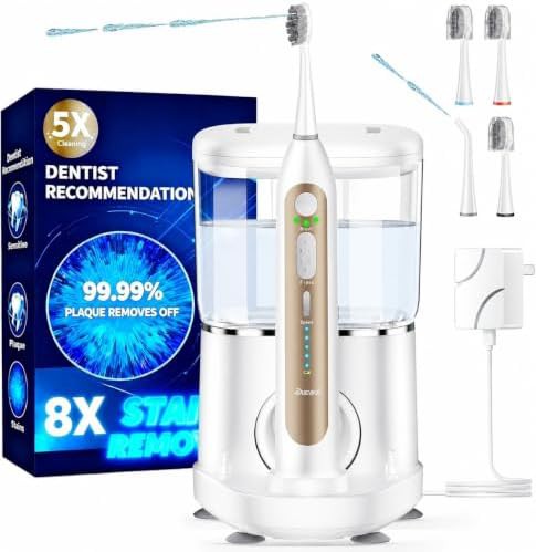White sonic flossing toothbrush system