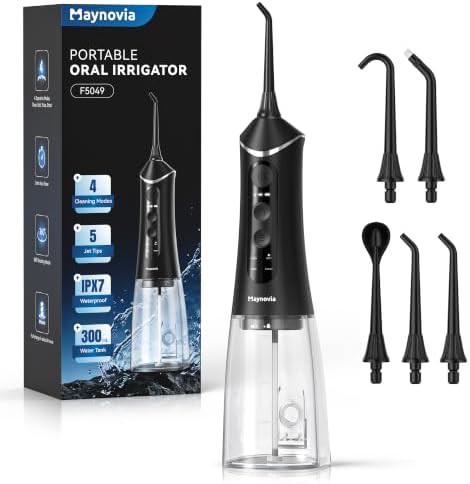 Cordless water flosser with 300ml tank and five tips