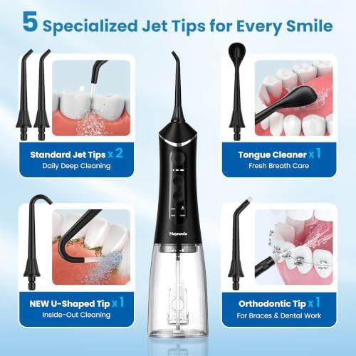 Cordless water flosser with 300ml tank and five tips — photo 5
