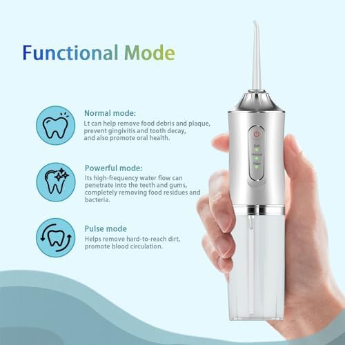 Mini waterproof cordless flosser with four tips — photo 3