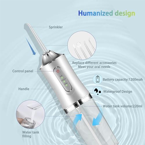 Mini waterproof cordless flosser with four tips — photo 4