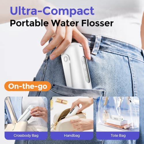 White mini telescopic travel flosser — photo 3