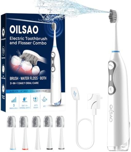 Travel sonic brush and flosser combo