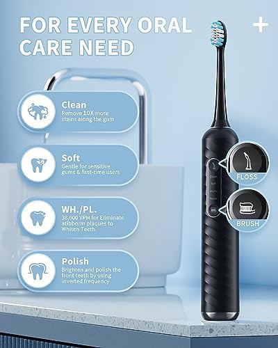 Black toothbrush and flosser with three modes — photo 3